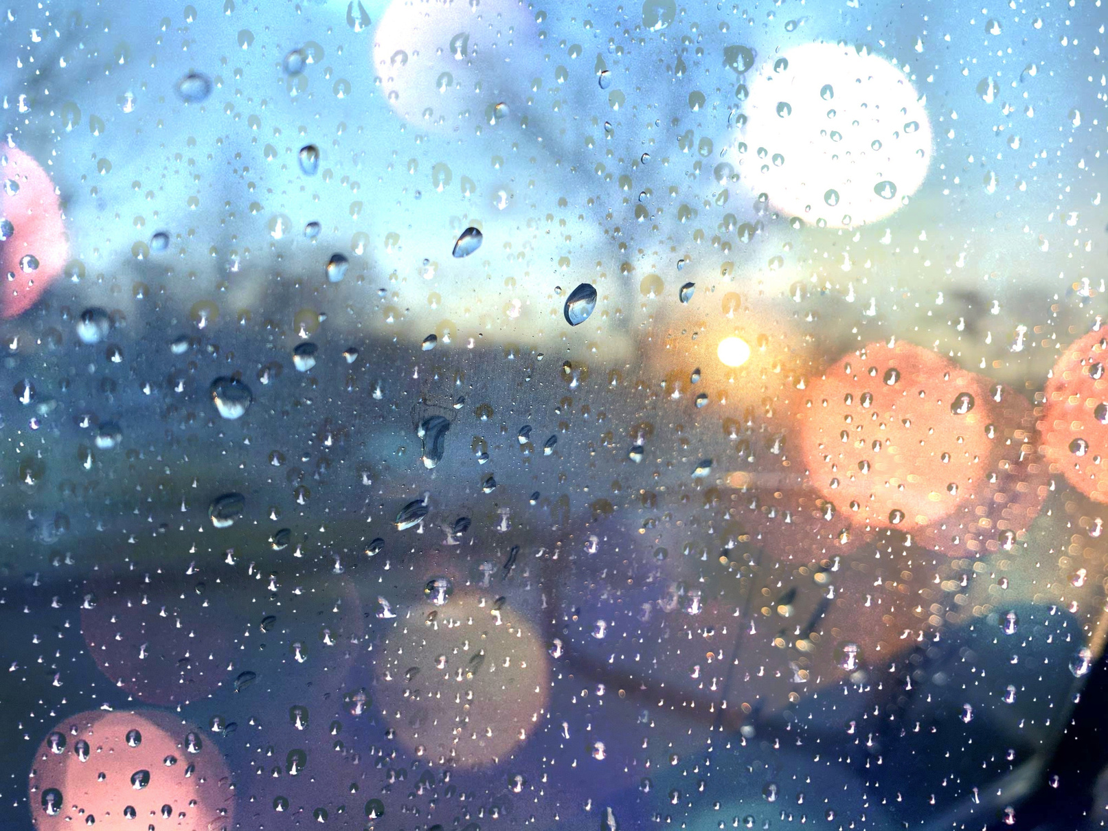 Window rain sunlight
